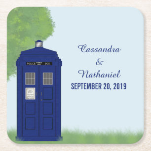 Posavasos Cuadrado De Papel Máster de papel de Boda de caja de la policía v4