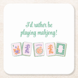 Posavasos Cuadrado De Papel Máster de papel Mahjong, morado/verde