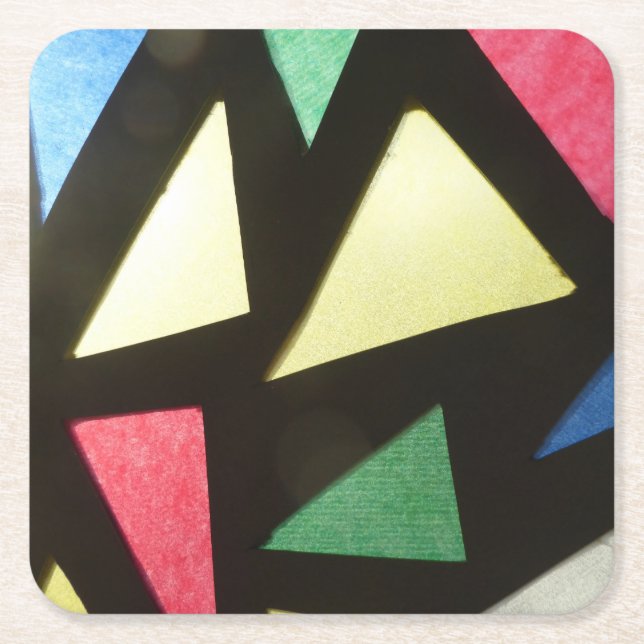 Posavasos Cuadrado De Papel Máster de patrón de vidrio manchado (Anverso)