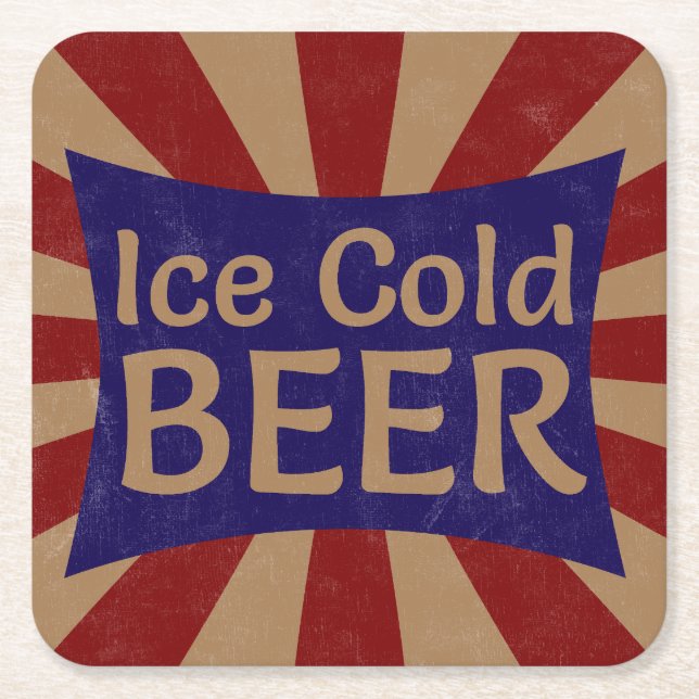 Posavasos Cuadrado De Papel Máster de Rótulo de cerveza de época (Anverso)