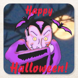 Posavasos Cuadrado De Papel Máster de vampiros de Halloween