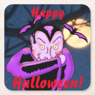 Posavasos Cuadrado De Papel Máster de vampiros de Halloween