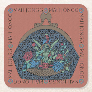 Posavasos Cuadrado De Papel Máster en maleta de flores Mah Jongg