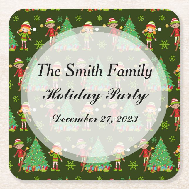 Posavasos Cuadrado De Papel Máster Navidad personalizado (Anverso)