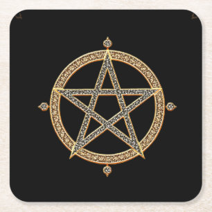 Posavasos Cuadrado De Papel Máster Pentagram Negro