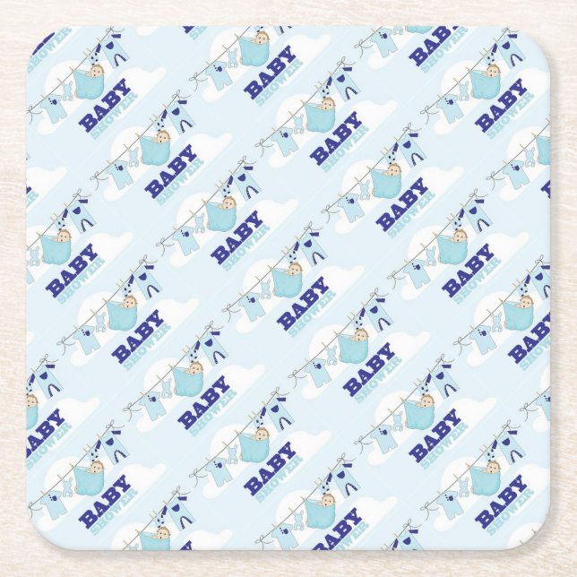 POSAVASOS CUADRADO DE PAPEL MATERIA DEL BEBÉ SHOWER/PARTY (Anverso)