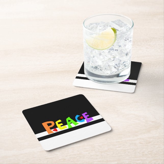 Posavasos Cuadrado De Papel MAZIPOODLES Peace Rainbow (In situ)