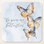 Posavasos Cuadrado De Papel Me Da Mariposas Blue Modern Bridal Shower<br><div class="desc">Declare su amor y capte el encanto de la naturaleza con nuestra encantadora mariposa boda "me da mariposas", las duchas de novia. Las mariposas acuarelas pintadas a mano dan vida a un cautivador despliegue de color rico. Los bonitos tonos beige, marrón cálido, óxido de terracota, azul verde azulado y crema...</div>