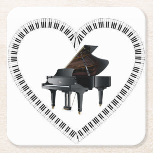 Posavasos Cuadrado De Papel Me encanta mi tarta de piano