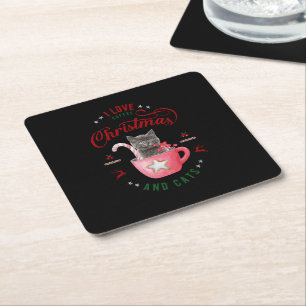 Posavasos Cuadrado De Papel me encantan los Navidades del café y los saludos a
