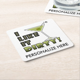 Posavasos Cuadrado De Papel ¡ME GUSTA MORIR! Dirty Martini Cocktail Humor