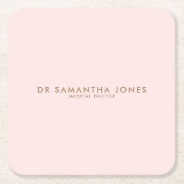 Posavasos Cuadrado De Papel Médica moderno minimalista rosa profesional