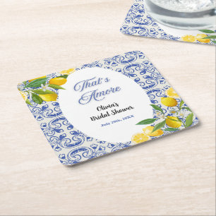 Posavasos Cuadrado De Papel Mediterranean Lemon That's Amore Despedida de Solt