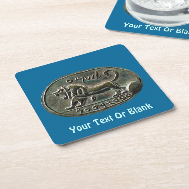 Posavasos Cuadrado De Papel Megiddo Seal (En perspectiva)