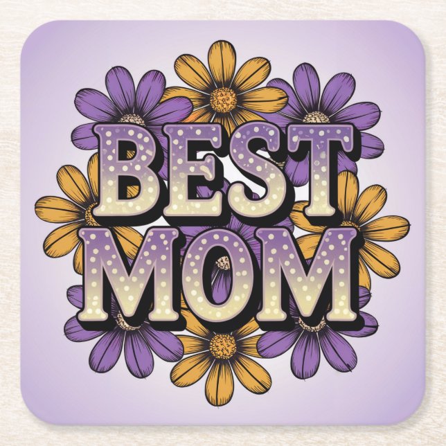 Posavasos Cuadrado De Papel Mejor Juego De Pascua De Mamá (Anverso)