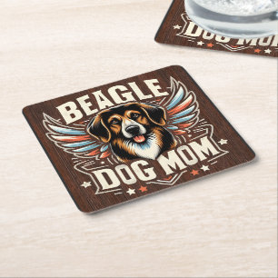 Posavasos Cuadrado De Papel Mejor Mamá Perro Beagle - Regalo de Perro Beagle