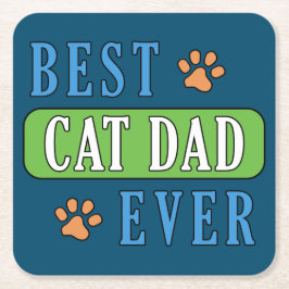 Posavasos Cuadrado De Papel Mejor Papá Gato