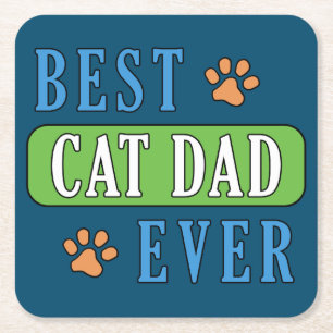 Posavasos Cuadrado De Papel Mejor Papá Gato