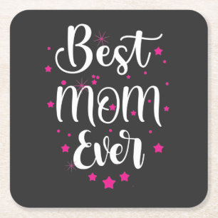 Posavasos Cuadrado De Papel Mejor Texto De Mamá Y Pequeñas Estrellas