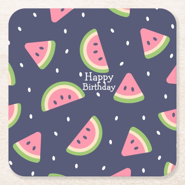Posavasos Cuadrado De Papel Melaza acuática azul verano dulce azul (Anverso)