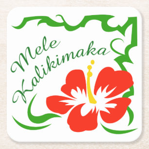 Posavasos Cuadrado De Papel Mele Kalikimaka