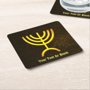 Posavasos Cuadrado De Papel Menorah Flame