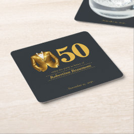 Posavasos Cuadrado De Papel Men's Elegant Tuxedo Gold Black 50th Birthday