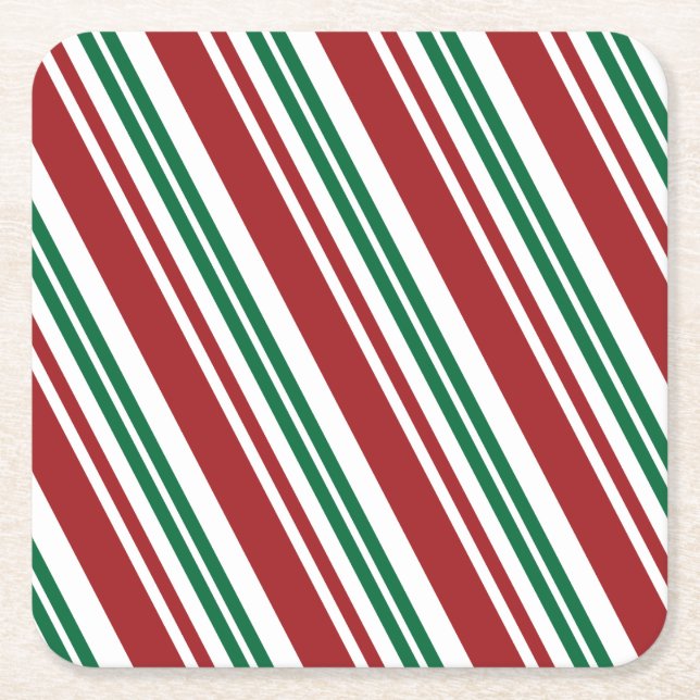 Posavasos Cuadrado De Papel Menta verde y roja (Anverso)