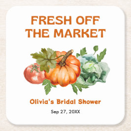 Posavasos Cuadrado De Papel Mercado de Agricultores Fresco Acaba de Llegar al 