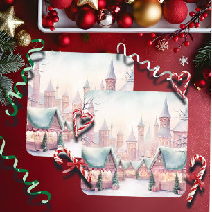 Posavasos Cuadrado De Papel Mercado de Navidades íntimos y rosados - Escena in