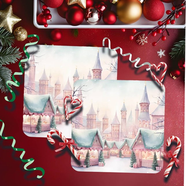 Posavasos Cuadrado De Papel Mercado de Navidades íntimos y rosados - Escena in (Subido por el creador)