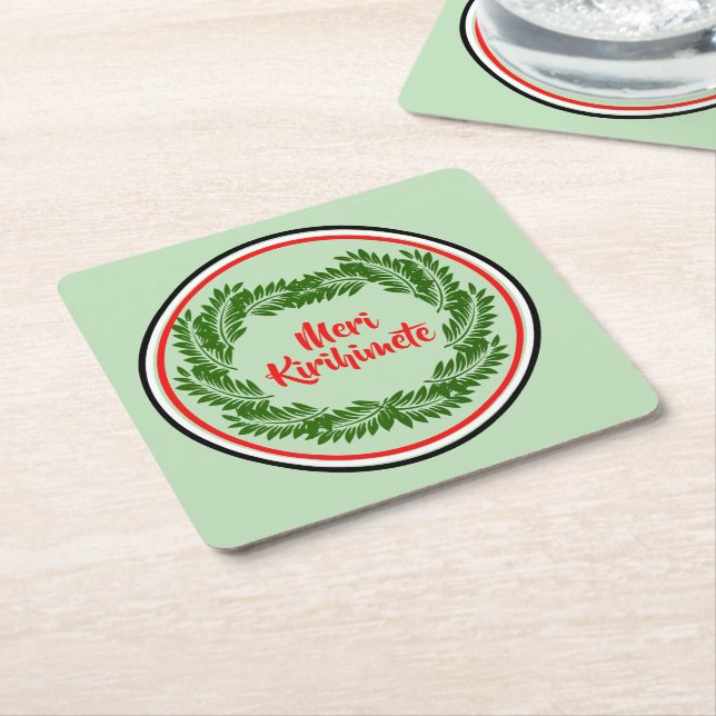 Posavasos Cuadrado De Papel Meri Kirihimete Maori Merry Christmas (En perspectiva)