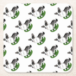 Posavasos Cuadrado De Papel Merle azul, Corgi Cardigan.