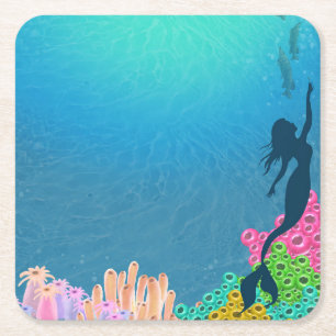 Posavasos Cuadrado De Papel Mermaid