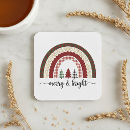 Posavasos Cuadrado De Papel Merry and Bright Christmas – Festive holiday