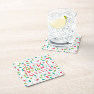 Posavasos Cuadrado De Papel Merry + Bright Holiday Paper Coaster
