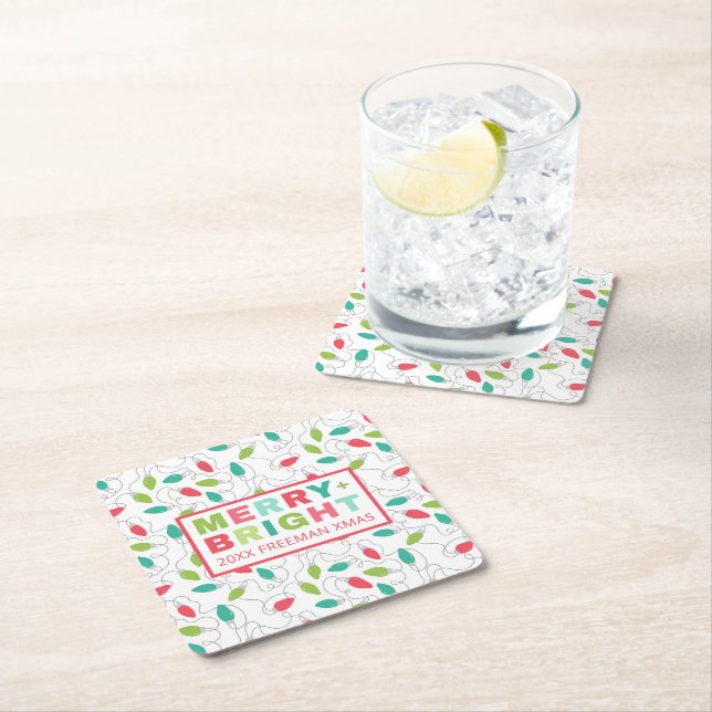 Posavasos Cuadrado De Papel Merry + Bright Holiday Paper Coaster (In situ)