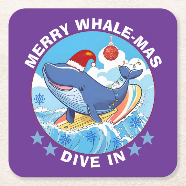 Posavasos Cuadrado De Papel Merry Christmas (Anverso)