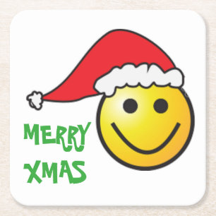 POSAVASOS CUADRADO DE PAPEL "MERRY CHRISTMAS CARA SANTA SQUARE PAPTER COASTER