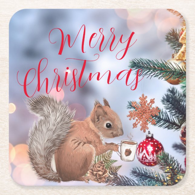Posavasos Cuadrado De Papel Merry Christmas Paper Coaster (Anverso)