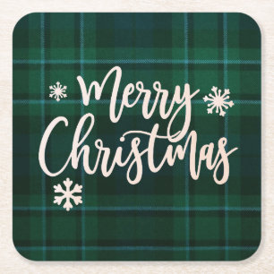 Posavasos Cuadrado De Papel Merry Christmas Paper Coaster