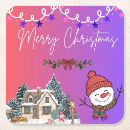Posavasos Cuadrado De Papel Merry Christmas Paper Coasters