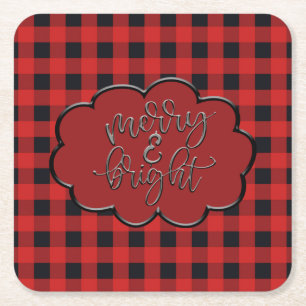 Posavasos Cuadrado De Papel Merry y Bright