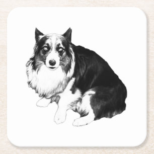 Posavasos Cuadrado De Papel Mesa tranquila, Calma Corgi