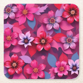 Posavasos Cuadrado De Papel  Metallic Flowers Paper Pulp Coaster Set 