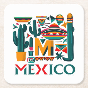 POSAVASOS CUADRADO DE PAPEL MÉXICO