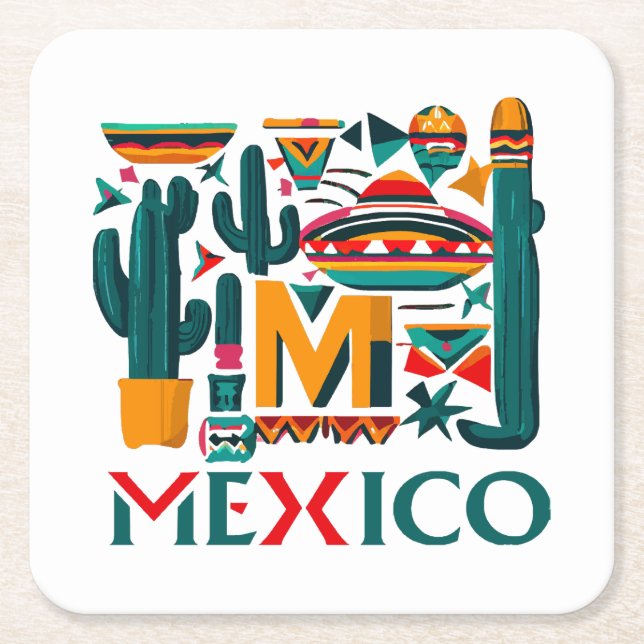 POSAVASOS CUADRADO DE PAPEL MÉXICO (Anverso)