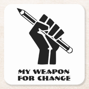 Posavasos Cuadrado De Papel Mi arma para el cambio