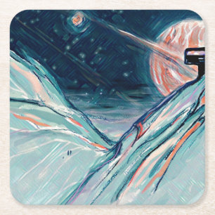 Posavasos Cuadrado De Papel Mi futuro hogar en el espacio