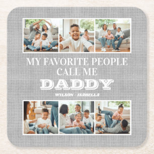 Posavasos Cuadrado De Papel Mi gente favorita me llama Día del Padre de papá